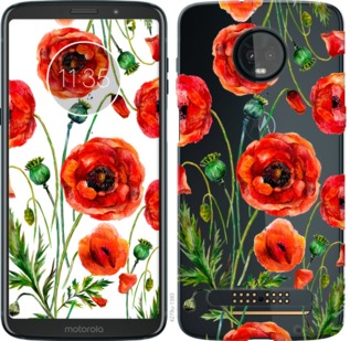 

Чехол Нарисованные маки для Motorola Moto Z3 Play 744254