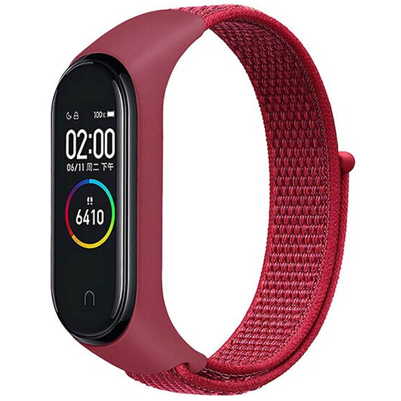 Ремешок Nylon для Xiaomi Mi Band 3/4/5/6/7 (Красный)