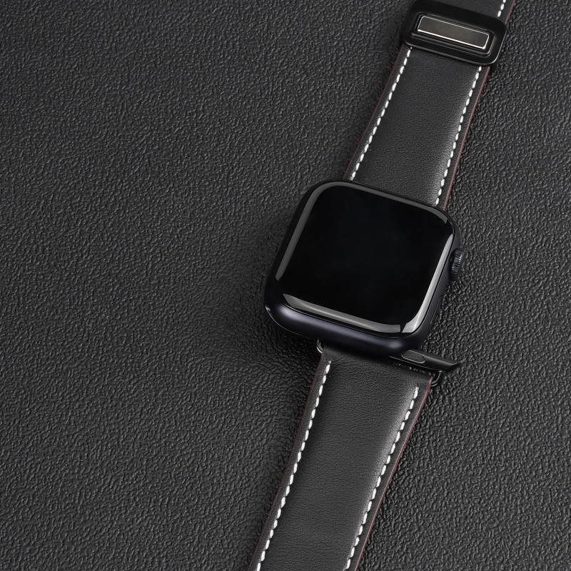Фото Ремінець Dux Ducis Genuine Leather для Apple Watch 38/40/41/42mm(ser.10) (Black) в маназині vchehle.ua