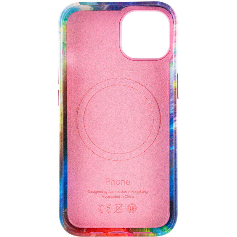 Кожаный чехол Colour Splash with Magnetic Safe для Apple iPhone 13 (6.1") (Pink / Blue) в магазине vchehle.ua