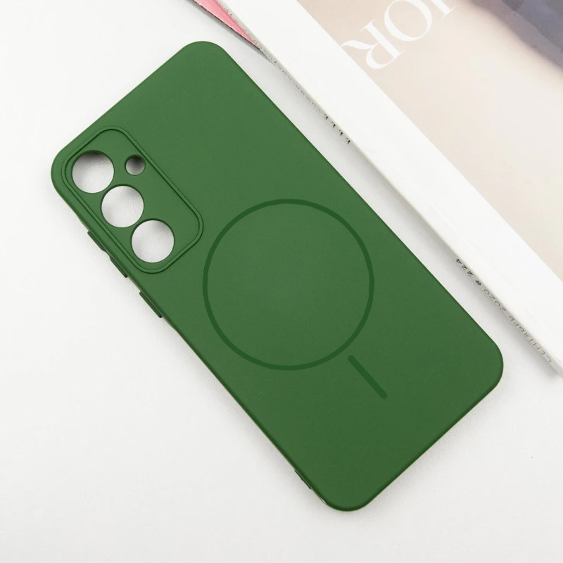 Фото Чохол Silicone Cover Lakshmi Full Camera (AA) with MagFit на Samsung Galaxy S24 (Зелений / Dark green) на vchehle.ua