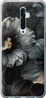 Чохол Чорні квіти на Oppo Reno 2Z