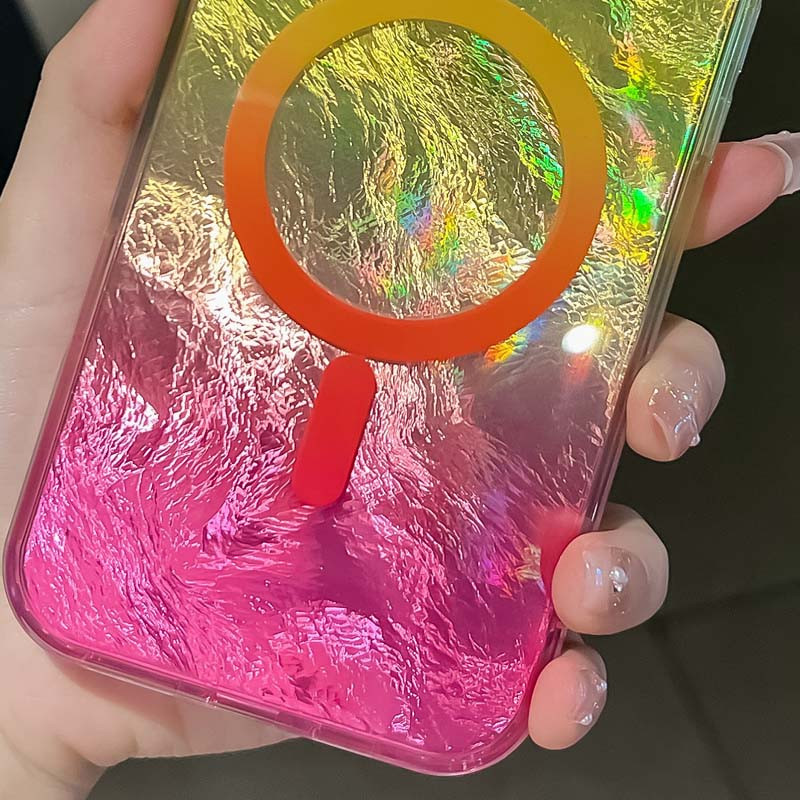 Фото Чехол TPU Shiny Mountain (MagFit) для Apple iPhone 16e (6.1") (Yellow / Pink) на vchehle.ua