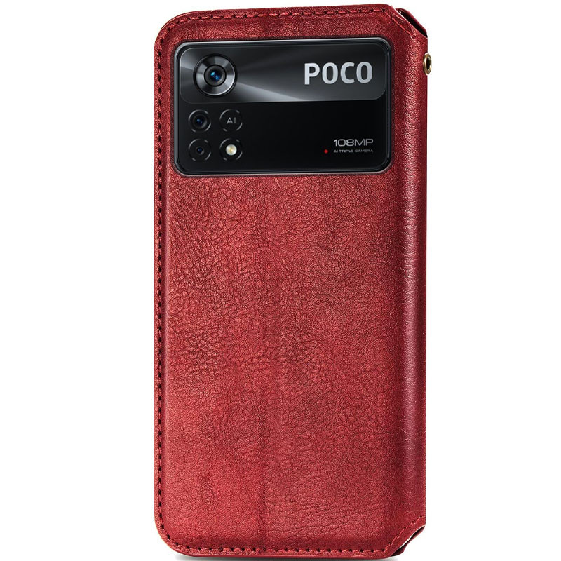 Фото Кожаный чехол книжка GETMAN Cubic (PU) для Xiaomi Poco X4 Pro 5G (Красный) на vchehle.ua