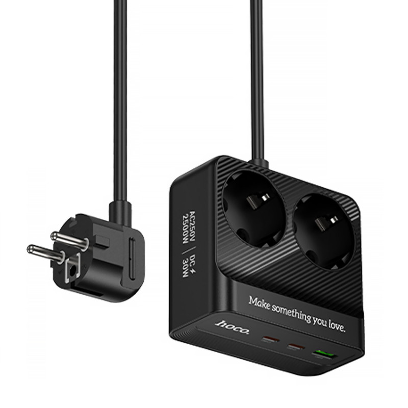 Подовжувач Hoco AC27 Descanso (PD30W/2C/1A/2xSocket) (2m) (Black)