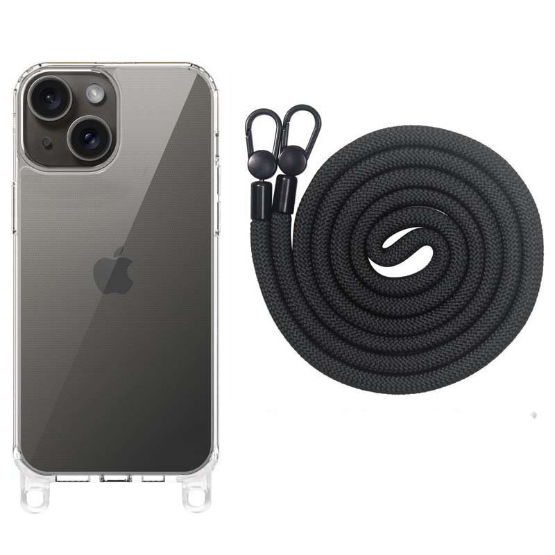 Чехол TPU Transparent with Straps для Apple iPhone 13 / 14 (6.1") (Black)