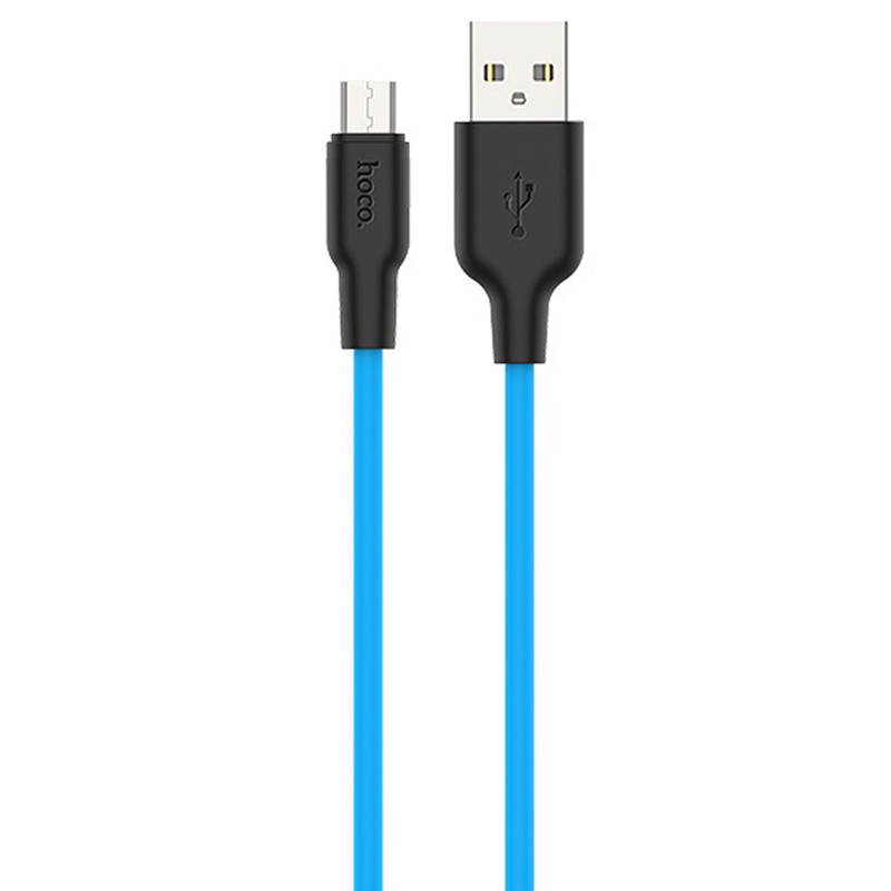 Уценка Дата кабель Hoco X21 Plus Silicone MicroUSB Cable (1m) (Мятая упаковка / Black / Blue)