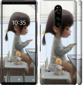 Чехол Милая девочка с зайчиком для Sony Xperia XZ4