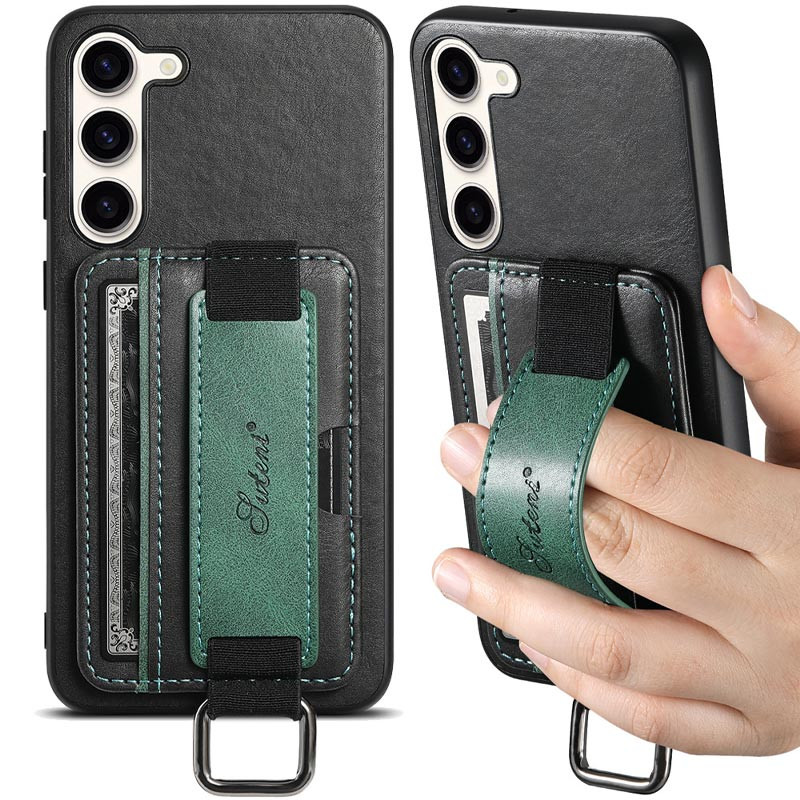 Фото Шкіряний чохол Wallet case and straps на Samsung Galaxy S24 (Чорний / Black) на vchehle.ua