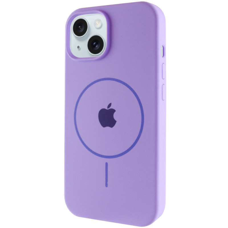 Чохол Silicone Case Full Protective (AA) with Magnetic Safe на Apple iPhone 15 (6.1") (Бузковий / Dasheen)