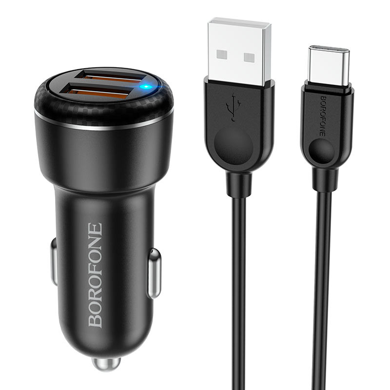 АЗУ Borofone BZ17 QC3.0 (2USB/3A) + Type-C (Черный)