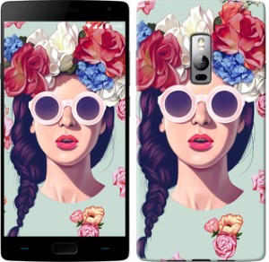 Чехол Девушка с цветами для OnePlus 2