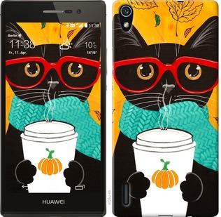 

Чехол Осенний кот для Huawei Ascend P7 639815