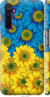 Чехол Жёлто-голубые цветы для Realme 6 Pro