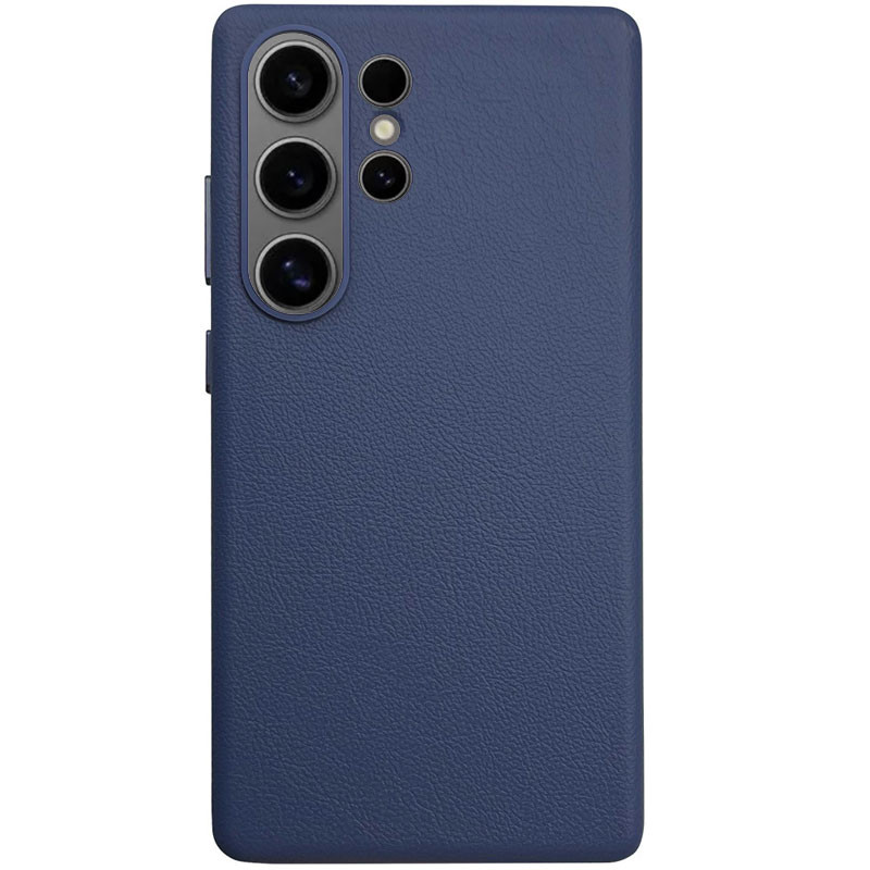 Кожаный чехол Leather Case (AAA) для Samsung Galaxy S25 Ultra (Dark Blue)