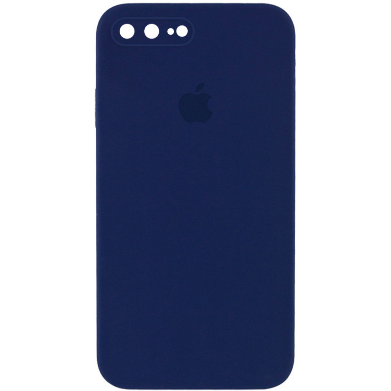 Чохол Silicone Case Square Full Camera Protective (AA) на Apple iPhone 7 plus / 8 plus (5.5") (Темно синій / Midnight blue)