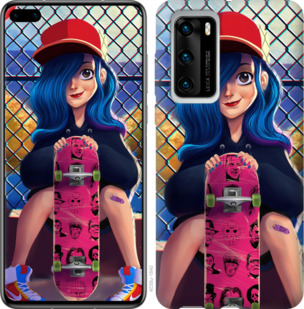

Чехол Прикольная девочка со скейтбордом для Huawei P40 933725