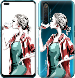 

Чохол Дівчина з келихом на Realme X50 920061