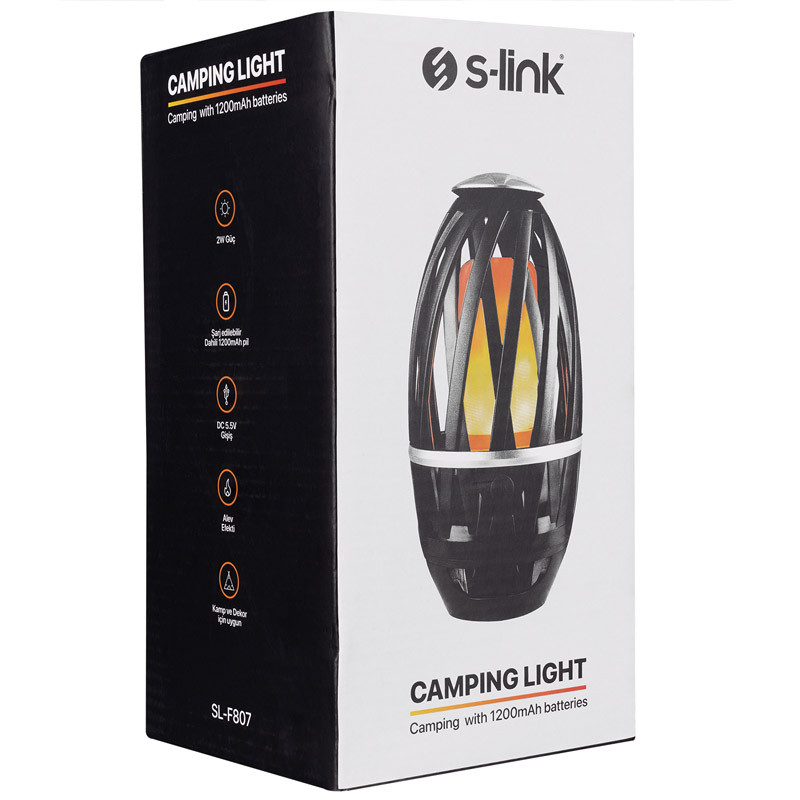 Ліхтар акумуляторний S-link SL-F807 34 LED 1200mAh USB Rechargeable Flame Effect Decorative (Чорний) в магазині vchehle.ua