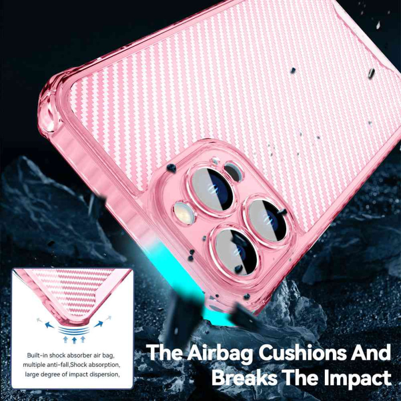 Чохол TPU Ease Carbon color series на Apple iPhone 12 Pro Max (6.7") (Рожевий / Прозорий) в магазині vchehle.ua