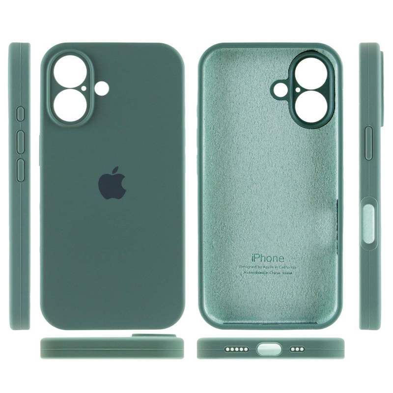 Чехол Silicone Case Full Camera Protective (AA) для Apple iPhone 16 (6.1") (Зеленый / Pine green) в магазине vchehle.ua