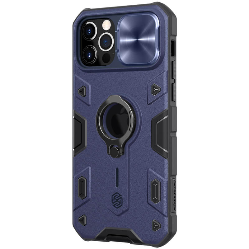 Фото TPU+PC чехол Nillkin CamShield Armor (шторка на камеру) для Apple iPhone 12 Pro Max (6.7") (Синий) на vchehle.ua