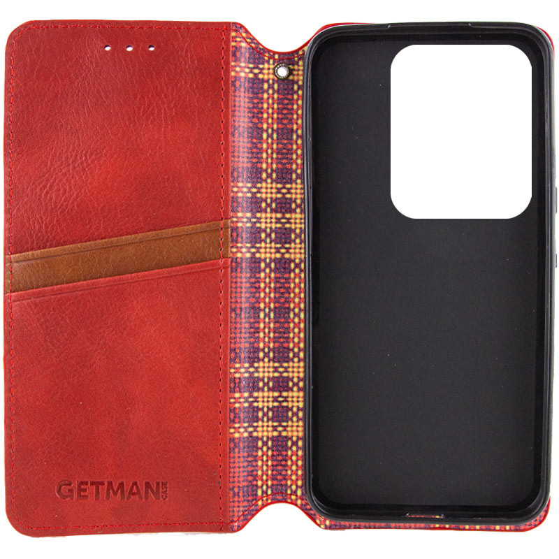Фото Шкіряний чохол-книжка GETMAN Cubic (PU) на Xiaomi Redmi Note 13 Pro 4G / Poco M6 Pro 4G (Червоний) на vchehle.ua