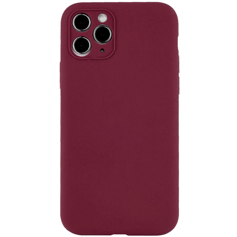 Чохол Silicone Case Full Camera Protective (AA) NO LOGO на Apple iPhone 12 Pro (6.1") (Бордовий / Plum)