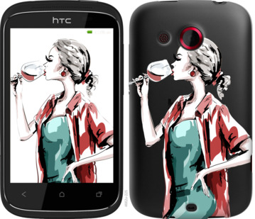 

Чехол Девушка с бокалом для HTC Desire C A320e 841439
