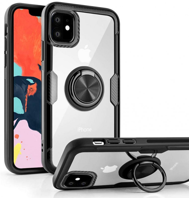 

TPU+PC чохол Deen CrystalRing for Magnet (opp) на Apple iPhone 11 (6.1") (Прозорий / Чорний) 883728