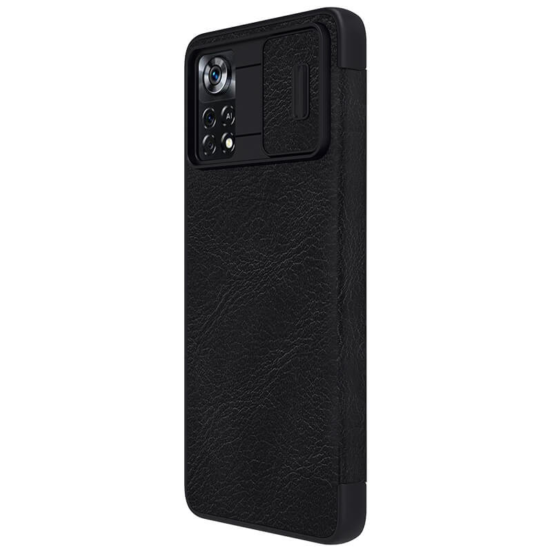 Фото Шкіряний чохол (книжка) Nillkin Qin Pro Camshield на Xiaomi Poco X4 Pro 5G (Чорний) в маназині vchehle.ua