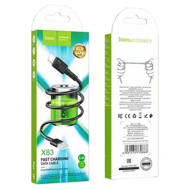 Дата кабель Hoco X83 Victory USB to Lightning (1m) (Black) в магазине vchehle.ua