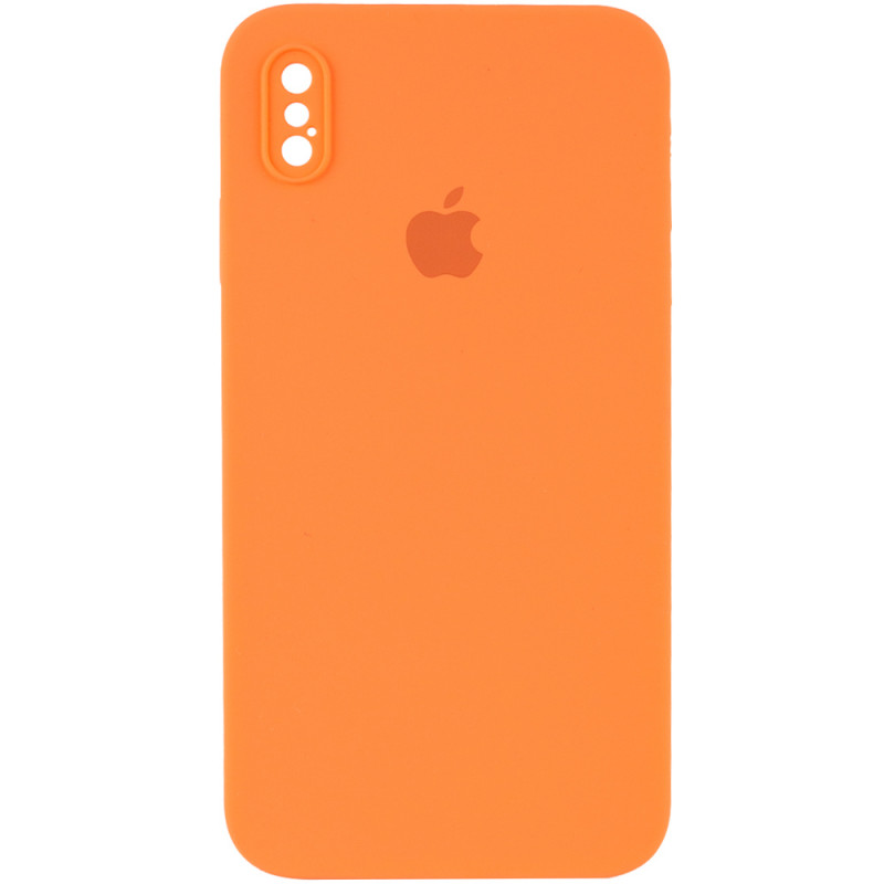 Чехол Silicone Case Square Full Camera Protective (AA) для Apple iPhone XS Max (6.5") (Оранжевый / Papaya)