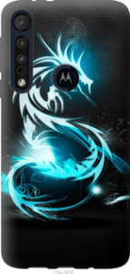 Чехол Бело-голубой огненный дракон для Motorola One Macro