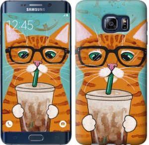 Чехол Зеленоглазый кот в очках для Samsung Galaxy S6 Edge Plus G928