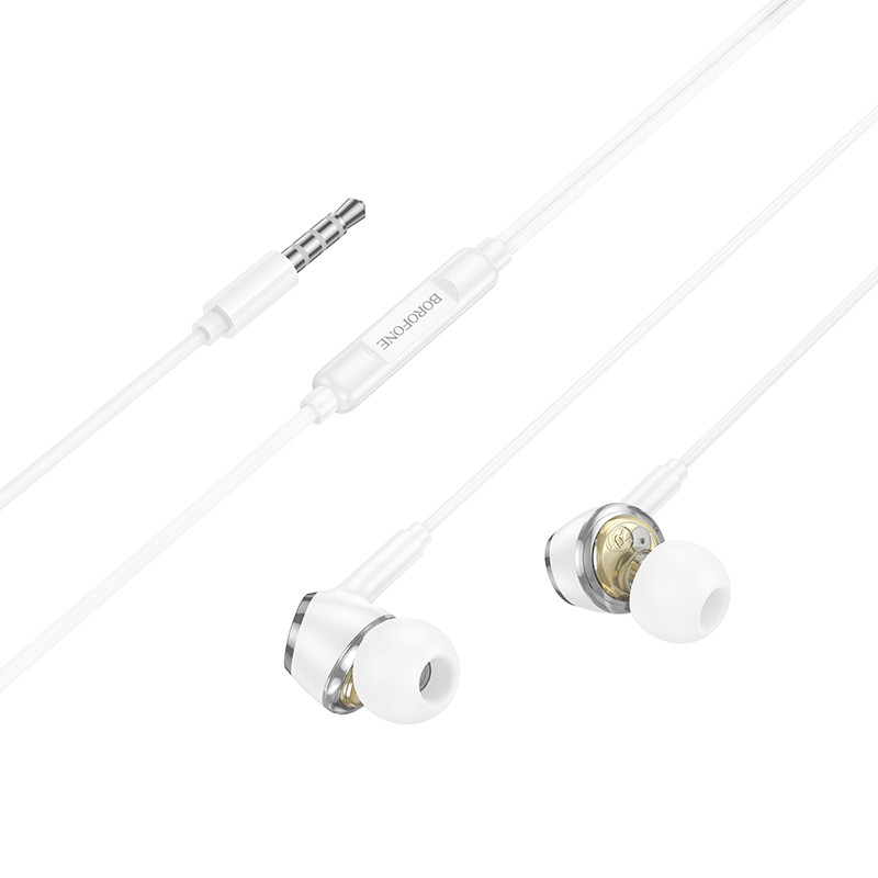 Фото Наушники Borofone BM90 Miller universal (3.5mm/1.2m) (White) на vchehle.ua