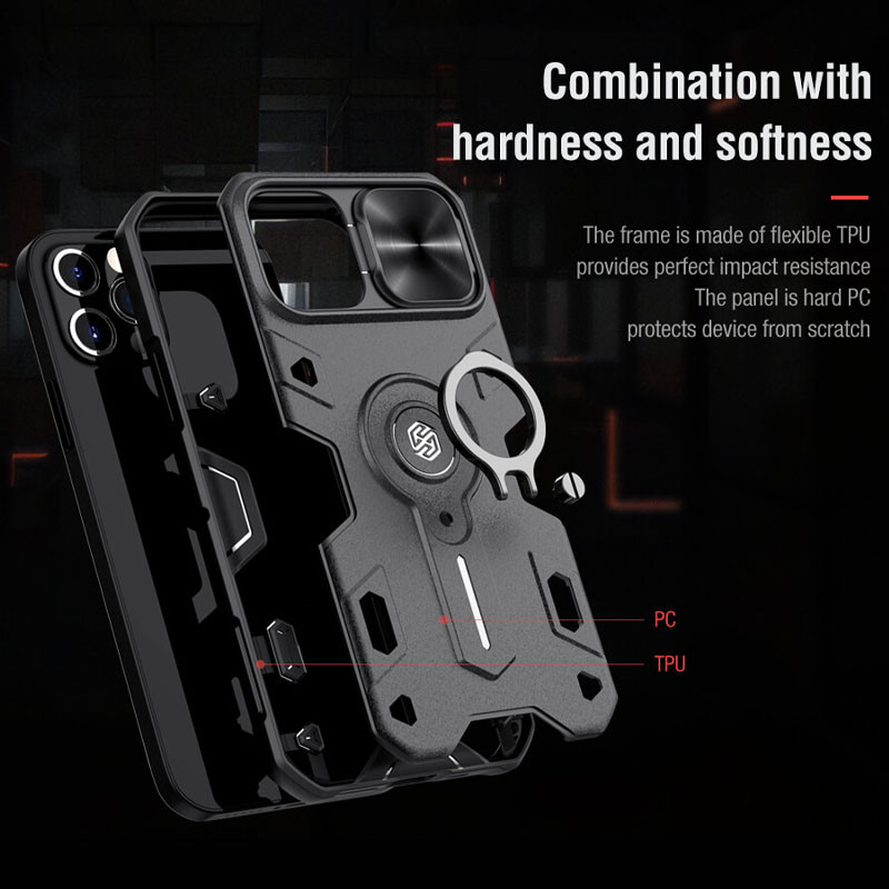 Заказать TPU+PC чехол Nillkin Metal CamShield Armor no logo (шторка на камеру) для Apple iPhone 13 Pro (6.1") (Black) на vchehle.ua