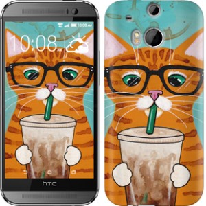 Чохол Зеленоокий кіт в окулярах на HTC One M8