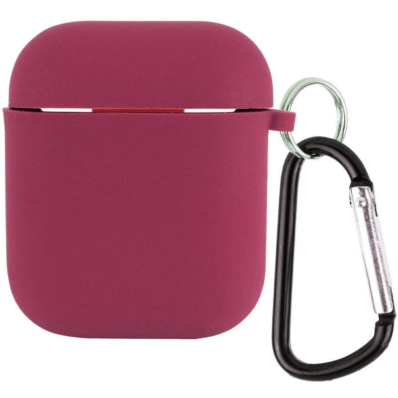 Силіконовий футляр з мікрофіброю для навушників Airpods 1/2 (Бордовий / Plum)