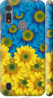 Чехол Жёлто-голубые цветы для Motorola E6i