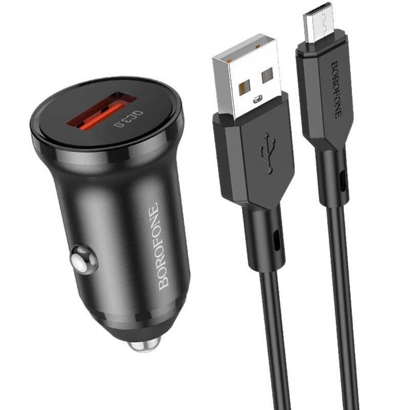 АЗП Borofone BZ18 QC3.0 + MicroUSB (Чорний)