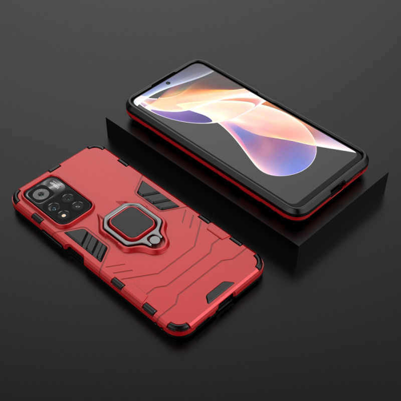 Купить Ударопрочный чехол Transformer Ring for Magnet для Xiaomi Redmi Note 11 Pro 4G/5G / 12 Pro 4G (Красный / Dante Red) на vchehle.ua