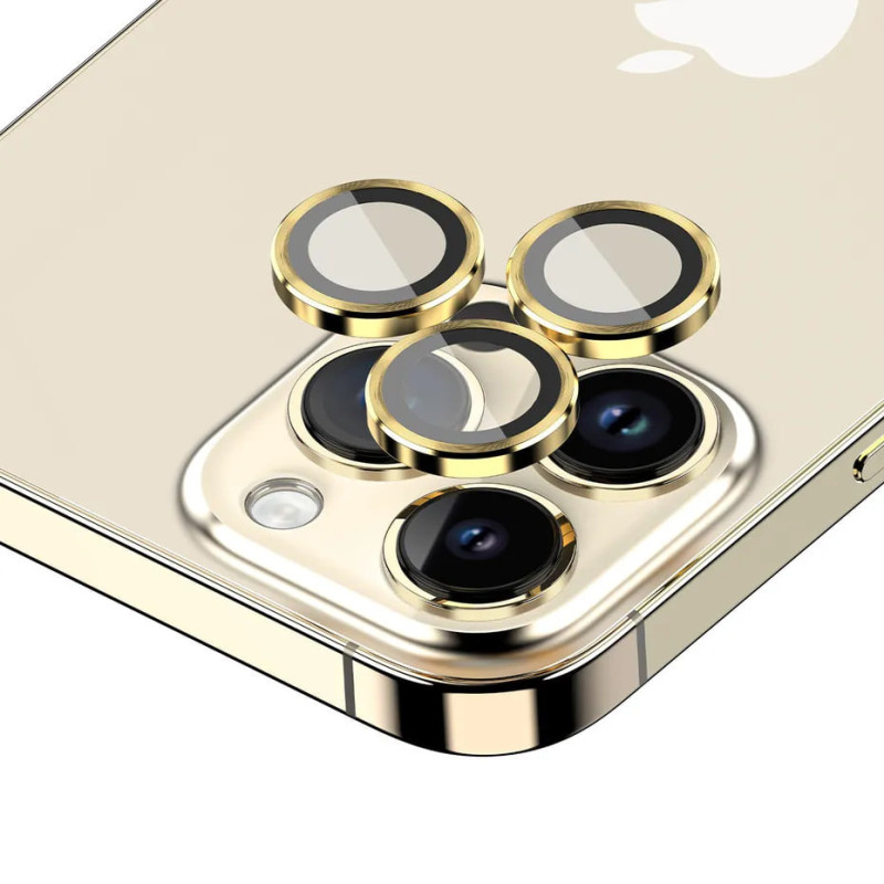 Купить Защитное стекло Metal Classic на камеру (в упак.) для Apple iPhone 14 Pro (6.1") / 14 Pro Max (6.7") (Золотой / Gold) на vchehle.ua