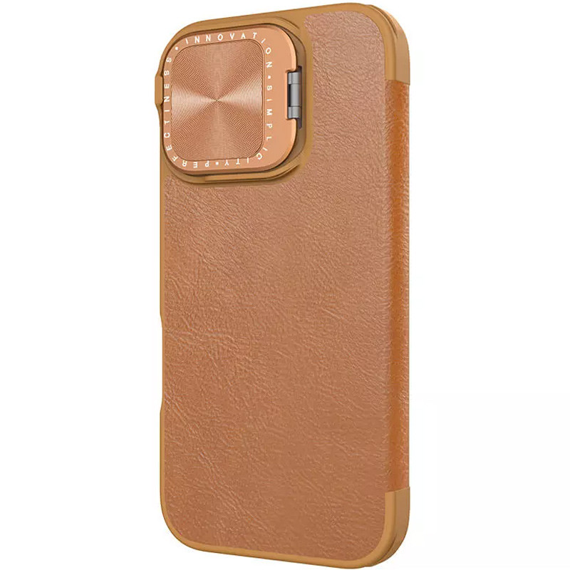 Кожаный чехол (книжка) Nillkin Qin Prop для Apple iPhone 16 (6.1") (Brown) в магазине vchehle.ua