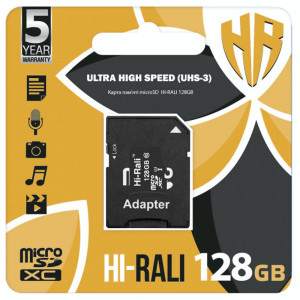 Карта пам'яті Hi-Rali (UHS-3) microSDXC Class 10 - 128GB (с адаптером)