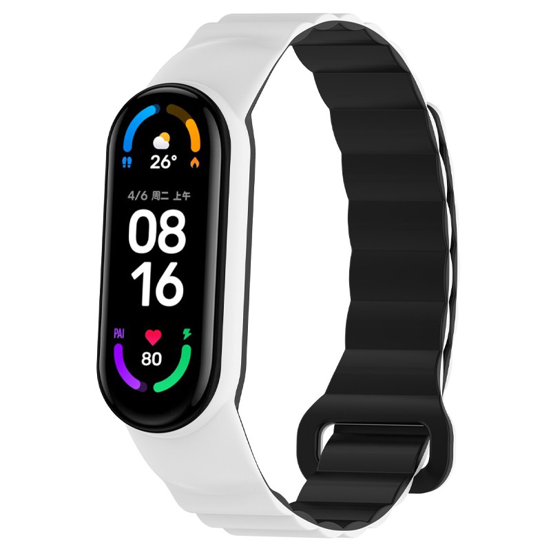 Ремінець Dual-color Magnetic для Xiaomi Mi Band 7/6/5/4/3 (White / Black)