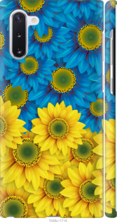 Чехол Жёлто-голубые цветы для Samsung Galaxy Note 10