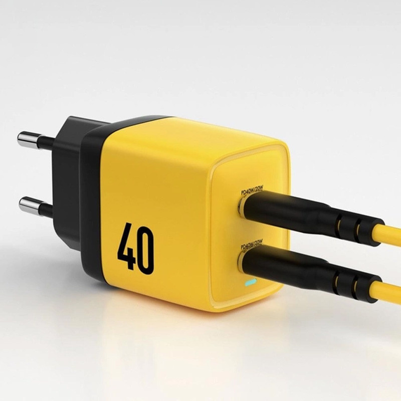 Фото СЗУ Veron TC-35 Home Charger 40W GaN (2Type-C) (Black / Yellow) на vchehle.ua