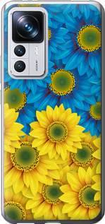 Чехол Жёлто-голубые цветы для Xiaomi Redmi K50 Ultra