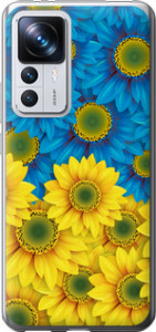 Чехол Жёлто-голубые цветы для Xiaomi Redmi K50 Ultra